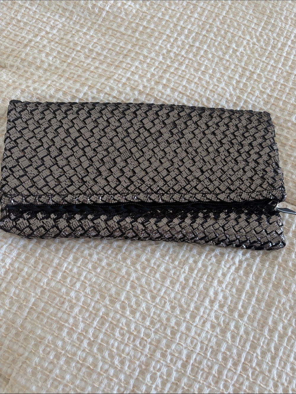 Naghedi Silver Woven Clutch